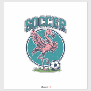 Vintage Flamingo Voetbalspeler Grafische T-shirt_1 Sticker