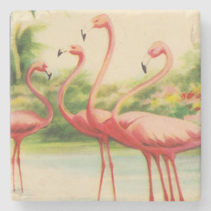 Vintage Flamingo's Stenen Onderzetter