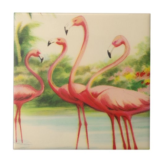 Vintage Flamingo's Tegeltje (Voorkant)