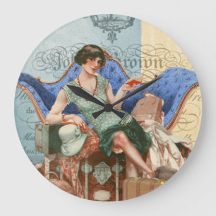 Vintage Flapper Girl in Parijs Grote Klok