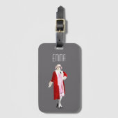 Vintage flapper girl kunst bagagelabel (Voorkant (verticaal))