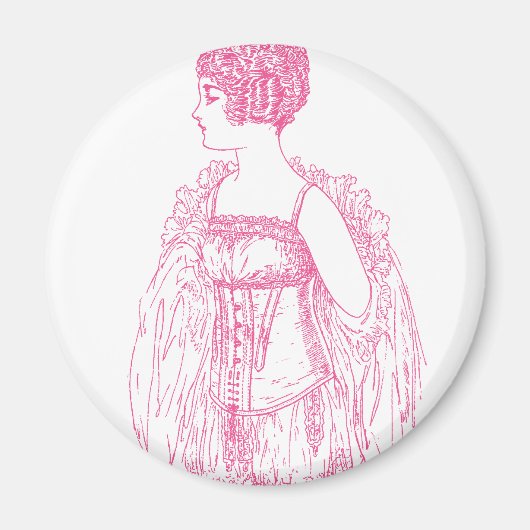 Vintage Flapper Kanten Roze Magneet (Voorkant)