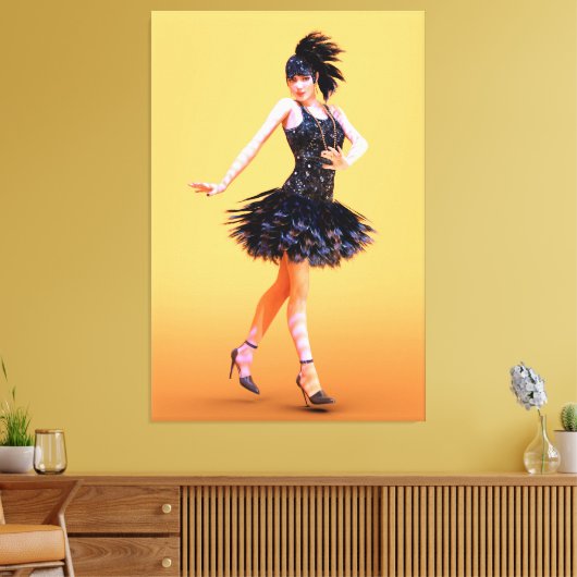 Vintage Flapperdansen Canvas Afdruk (Insitu (Woonkamer))
