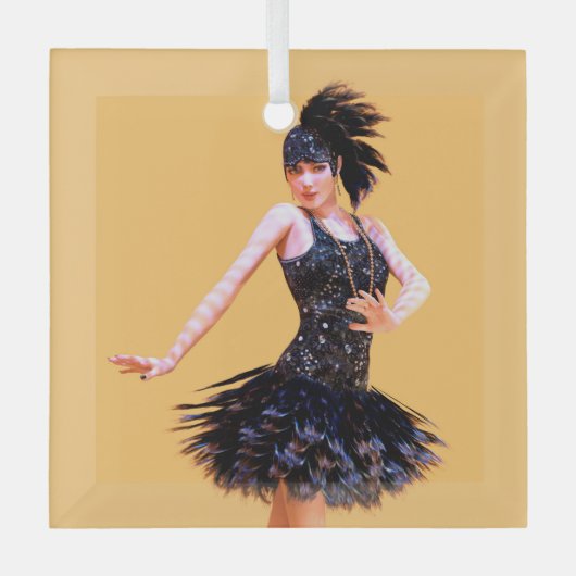 Vintage Flapperdansen Glas Ornament (Voorkant)
