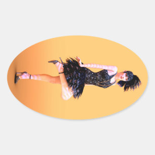 Vintage Flapperdansen Ovale Sticker
