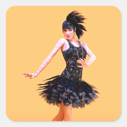 Vintage Flapperdansen Vierkante Sticker (Voorkant)