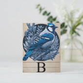Vintage Flashcard B Blauwe Vogel Briefkaart (Staand voorkant)