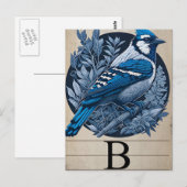 Vintage Flashcard B Blauwe Vogel Briefkaart (Voorkant / Achterkant)