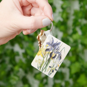 Vintage flessenwijn, tuinbouwbloemen sleutelhanger