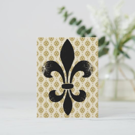 Vintage Fleur de lis Briefkaart (Staand voorkant)