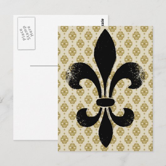 Vintage Fleur de lis Briefkaart (Voorkant / Achterkant)