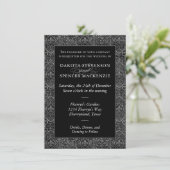 Vintage Fleur de Lis Damask | Grunge Wedding Kaart (Staand voorkant)
