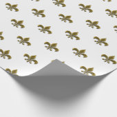 Vintage Fleur de Lis Embossed Bronze French Cadeaupapier (Hoek)