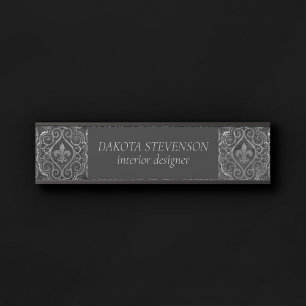 Vintage Fleur de Lis   Grunge Damask Branding Deurbordje