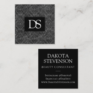 Vintage Fleur de Lis   Grunge Damask Monogram Contactkaartje