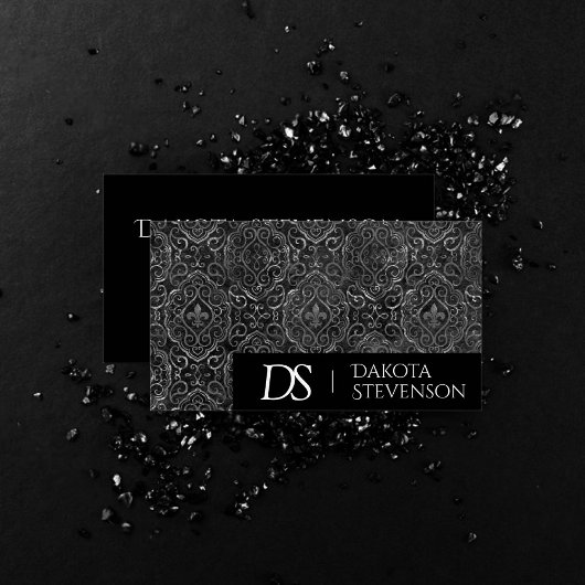 Vintage Fleur de Lis | Grunge Damask Monogram Visitekaartje