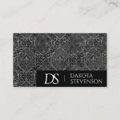 Vintage Fleur de Lis | Grunge Damask Monogram Visitekaartje (Voorkant)