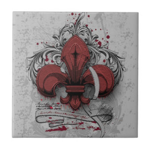 Vintage fleur-DE-lis rode metaal grunge gevolgen Tegeltje