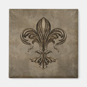 Vintage Fleur-de-lis Sepia Magneet (Voorkant)