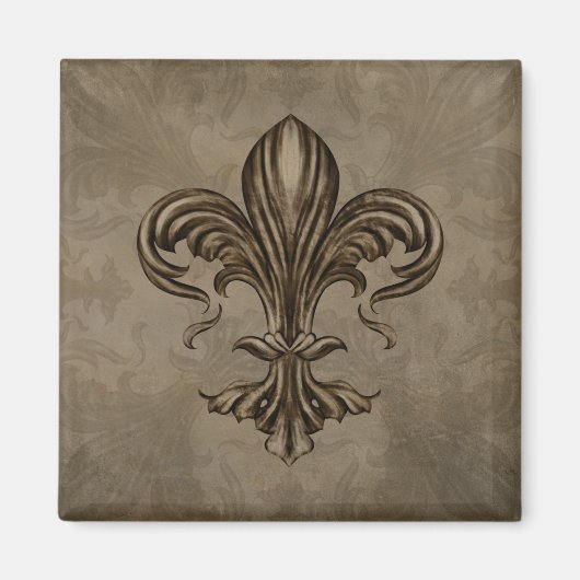 Vintage Fleur-de-lis Sepia Magneet (Voorkant)