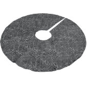 Vintage Fleur de Lis | Zwarte Silver Grunge Damask Kerstboom Rok (Gekanteld)