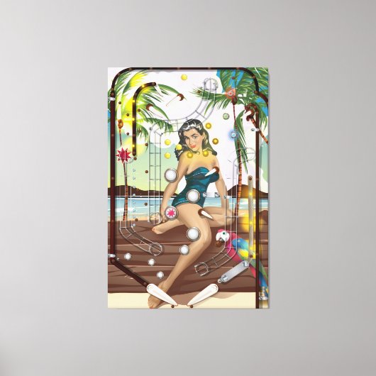 Vintage flipperkast spel canvas afdruk (Voorkant)