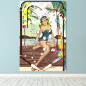 Vintage flipperkast spel canvas afdruk (Insitu (Houten vloer))