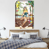Vintage flipperkast spel canvas afdruk (Insitu (Slaapkamer))