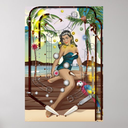 Vintage flipperkast spel poster (Voorkant)