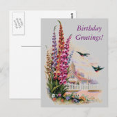 Vintage Flora Birthday Greetings Briefkaart (Voorkant / Achterkant)