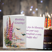 Vintage Flora Birthday Greetings Kaart
