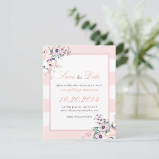 Vintage Flora Save the Date (Staand voorkant)