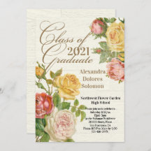 Vintage Floral 2021 Uitnodiging van de Graduation 