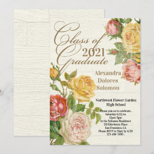 Vintage Floral 2021 Uitnodiging van de Graduation 
