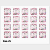 Vintage Floral 90e Verjaardagsfeest Vierkante Sticker (Vel)
