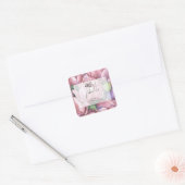 Vintage Floral 90e Verjaardagsfeest Vierkante Sticker (Envelop)