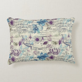 Vintage Floral Accent Pillow – Shabby Chic Purple Kussen