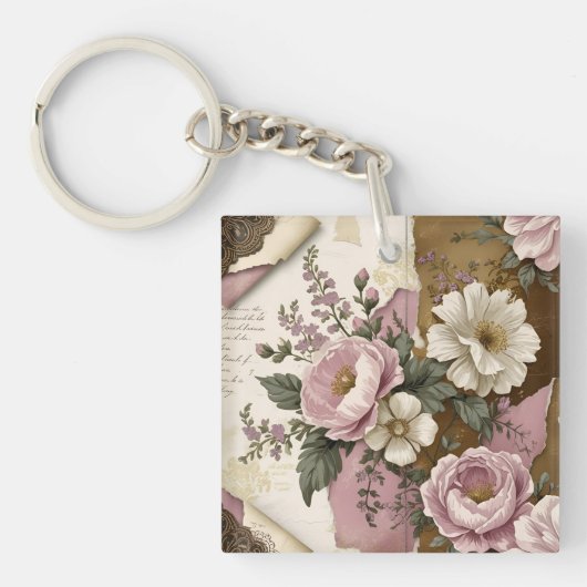 Vintage Floral - Acrylic Keychain (Voorkant)