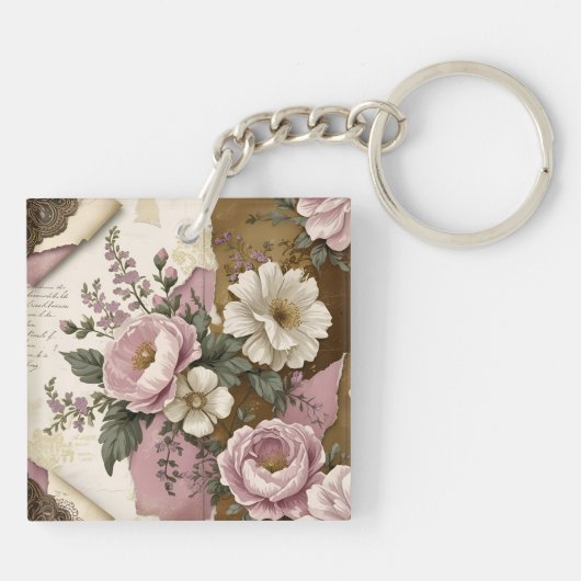 Vintage Floral - Acrylic Keychain (Achterkant)