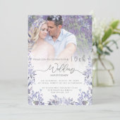 Vintage Floral anniversary Photo invitation Kaart (Staand voorkant)
