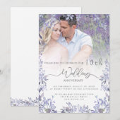 Vintage Floral anniversary Photo invitation Kaart (Voorkant / Achterkant)