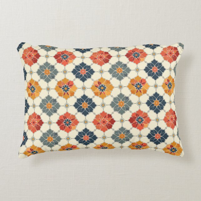 Vintage Floral Arabesque Tile Pattern Accent Kussen (Voorkant)