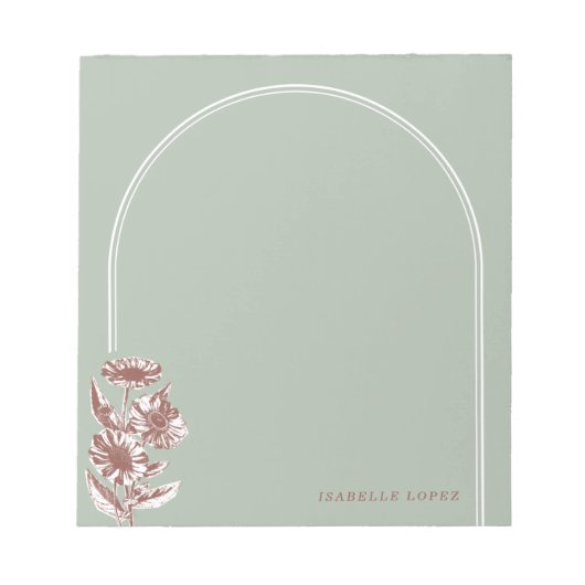 Vintage Floral Arch Custom Notitieblok - Green (Voorkant)