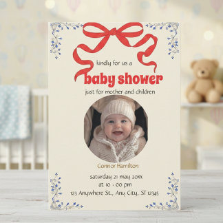 Vintage Floral Baby Shower Invitation with Baby Feestdagenkaart