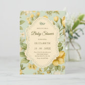 Vintage floral baby shower kaart (Staand voorkant)