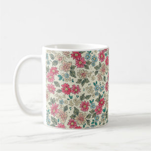 Vintage floral background. Floral pattern with sma Koffiemok