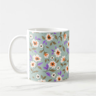Vintage floral background. Floral pattern with sma Koffiemok