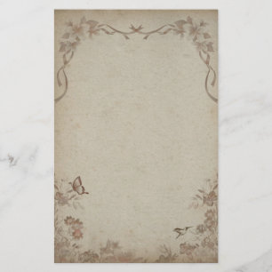 Vintage Floral Beige Briefpapier