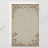 Vintage Floral Beige Briefpapier (Voorkant / Achterkant)