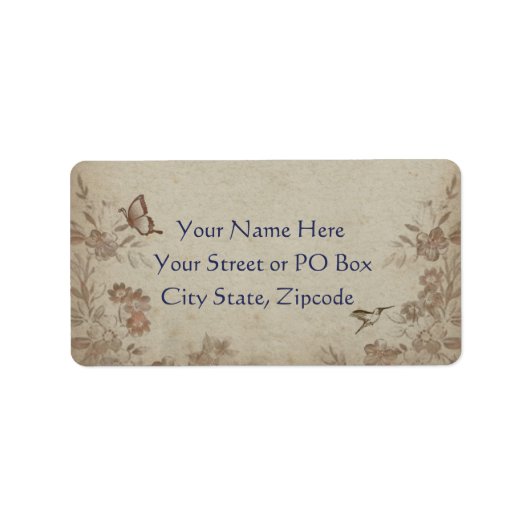 Vintage Floral Beige Etiket (Voorkant)